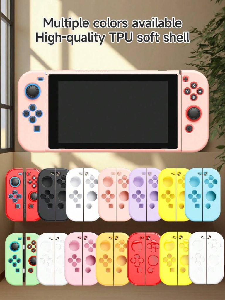 Coque de protection rose en TPU antidérapant pour Nintendo Switch