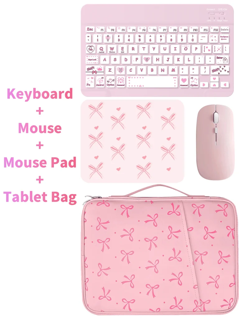 Kit rose avec clavier Bluetooth, souris et étui pour tablette