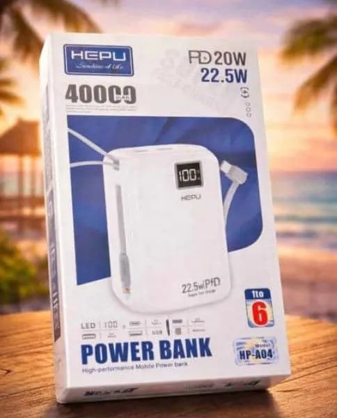 Power Bank HEPU 40000mAh 22.5W - Modèle HP-A04