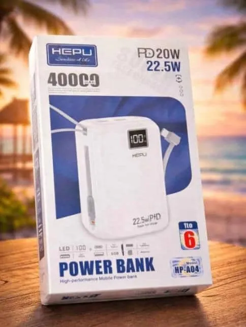 Power Bank HEPU 40000mAh 22.5W - Modèle HP-A04