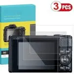 Lot de trois protections d’écran en verre trempé pour appareil photo Canon