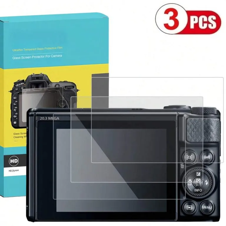 Lot de trois protections d’écran en verre trempé pour appareil photo Canon