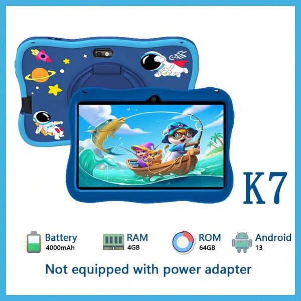 Tablette BDF 7 pouces Android 13 pour enfant avec coque astronaute