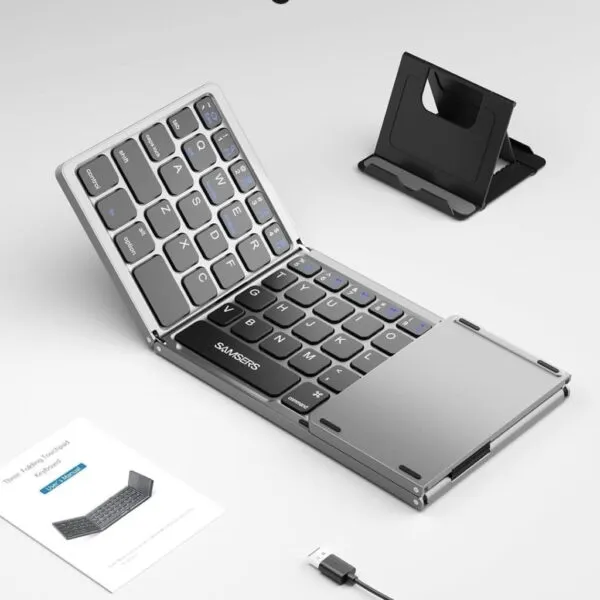Clavier Bluetooth Pliable SAMSERS – 3 Volets avec Pavé Tactile & Support