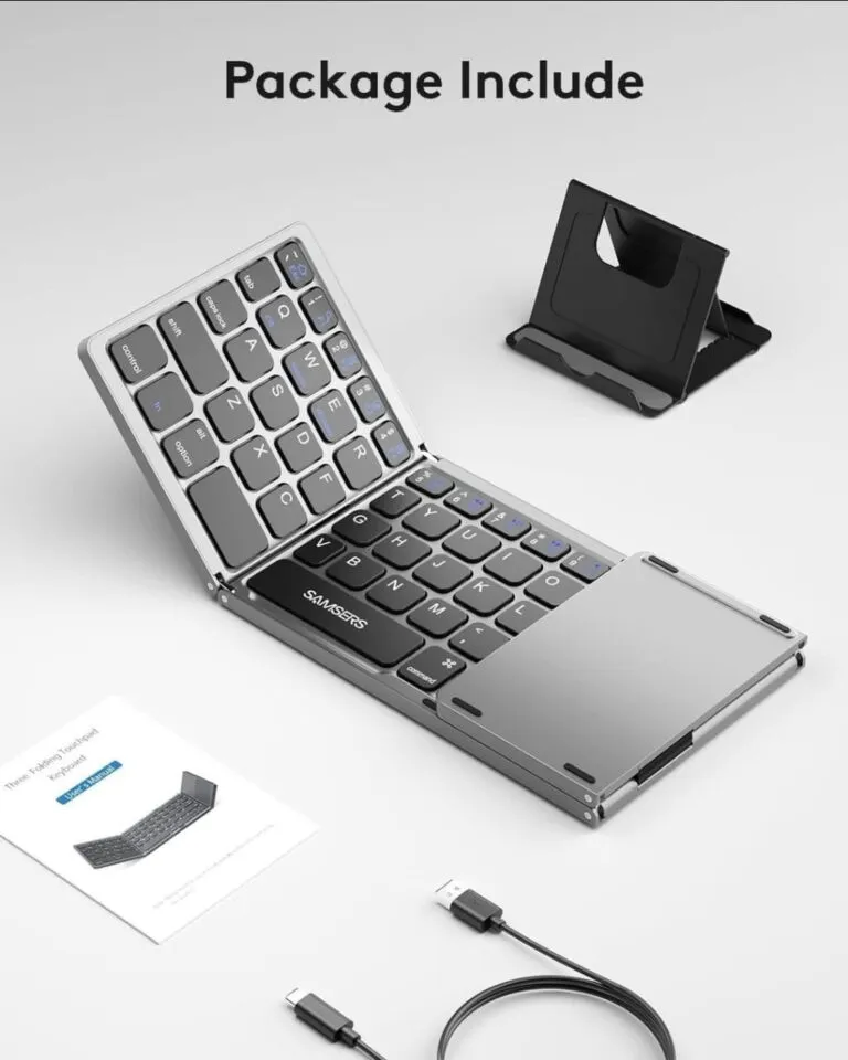 Clavier Bluetooth Pliable SAMSERS – 3 Volets avec Pavé Tactile & Support