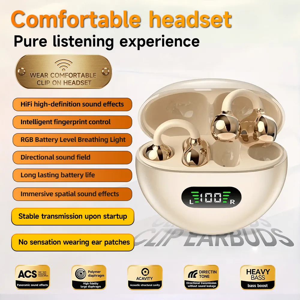 Écouteurs Clip Bluetooth 6.0 Sport TWS