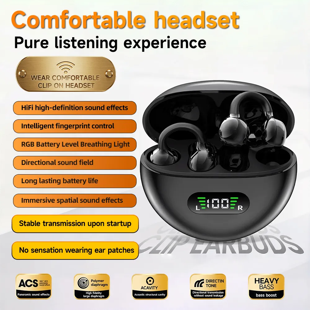 Écouteurs Clip Bluetooth 6.0 Sport TWS