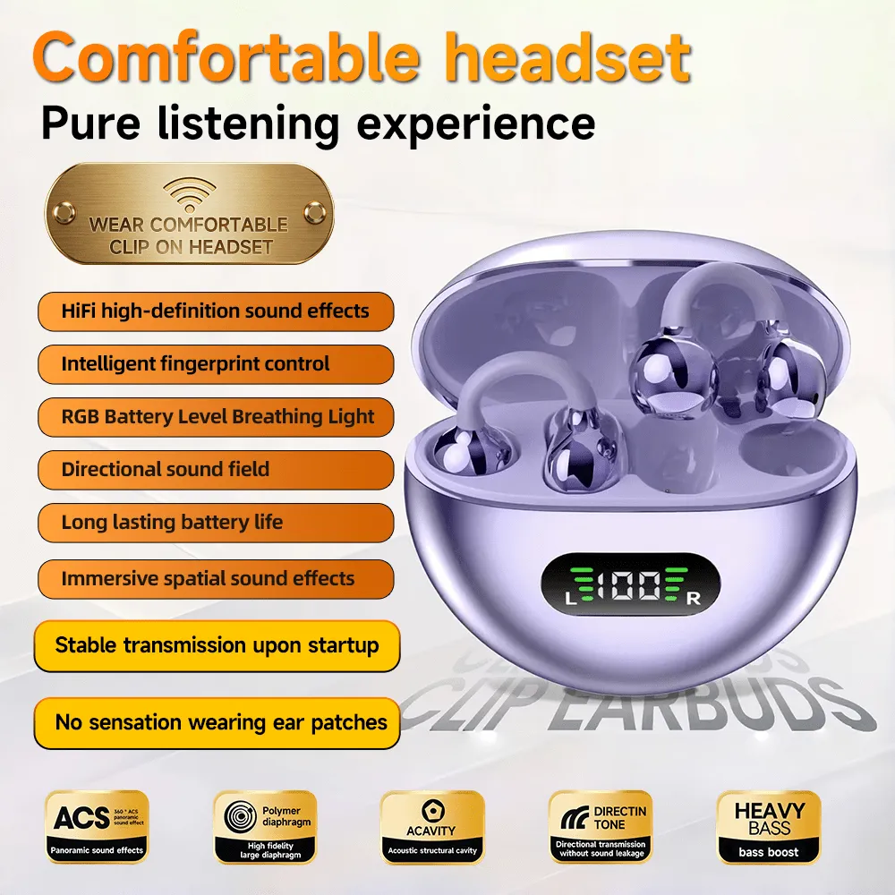 Écouteurs Clip Bluetooth 6.0 Sport TWS
