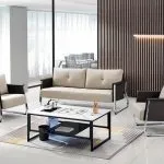 Salon de Bureau Complet – Canapé 2 Places + 2 Fauteuils + Table Basse