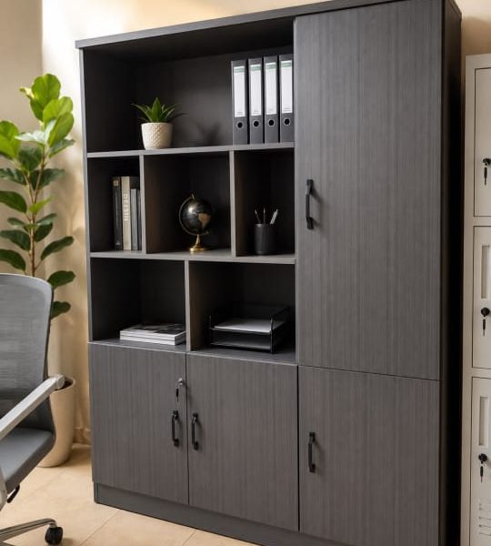 Meuble de Rangement de Bureau Gris Anthracite – Niches & Placards