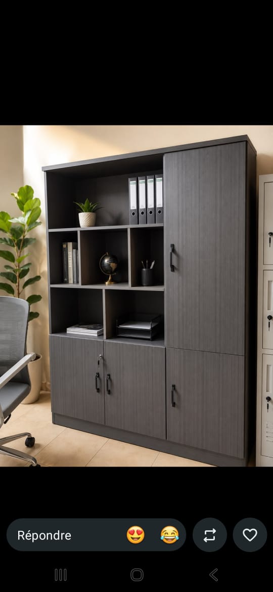 Meuble de Rangement de Bureau Gris Anthracite – Niches & Placards
