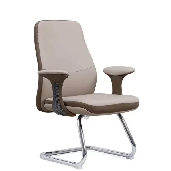 Fauteuil de Direction Cuir Beige & Taupe – Haut Dossier Ergonomique, vue 2