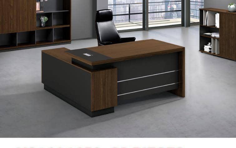 Bureau de Direction en L – Plateau Bois & Caisson Anthracite