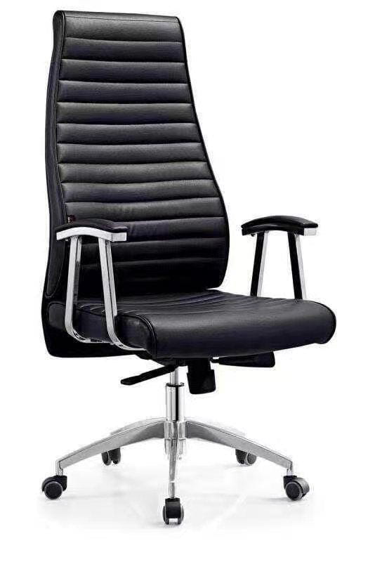 Fauteuil de Direction Cuir Noir – Haut Dossier Nervuré Fauteuil de Direction Cuir Noir – Haut Dossier Nervuré