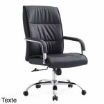 Fauteuil de Bureau Cuir Noir – Dossier Moyen, Accoudoirs Chromés