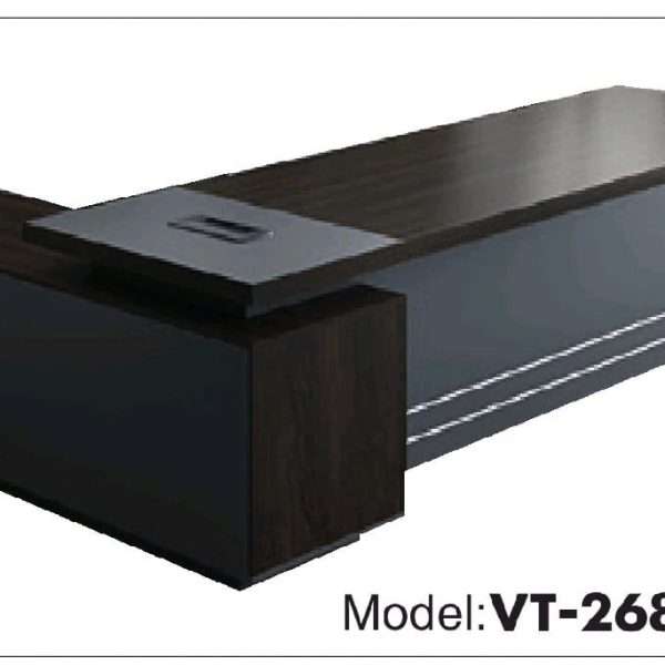 Bureau de Direction en L VT-268 – Bois Foncé & Noir