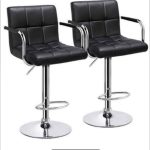 Tabouret de Bar MAF 1203 – Cuir Noir, Hauteur Réglable (Lot de 2)