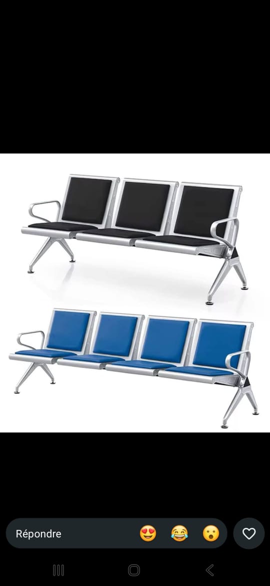 Banc d'Attente Métallique – Chaises Poutre 3 & 4 Places (Plusieurs Coloris), vue 2