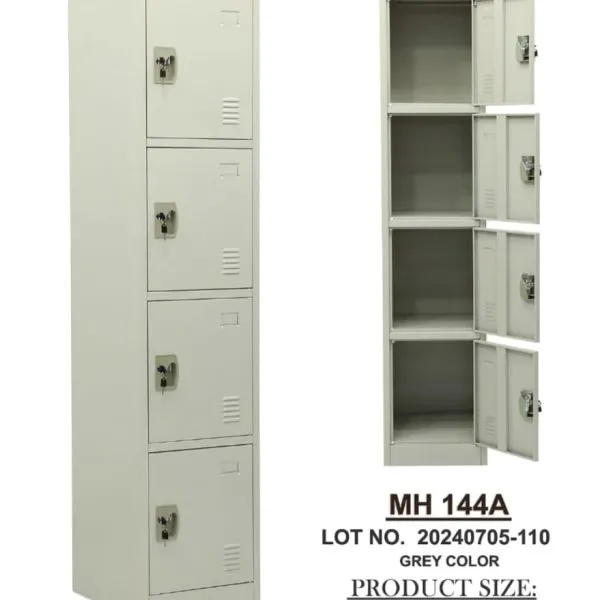 Casier Vestiaire Métallique 4 Portes MH 144A – Colonne, Gris