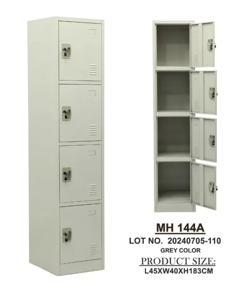 Casier Vestiaire Métallique 4 Portes MH 144A – Colonne, Gris