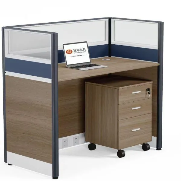 Poste de Travail Cloisonné 1 Personne – Open Space avec Caisson Mobile