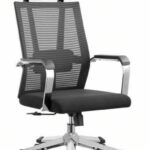Fauteuil de bureau ergonomique en maille – Têtière et accoudoirs chromés