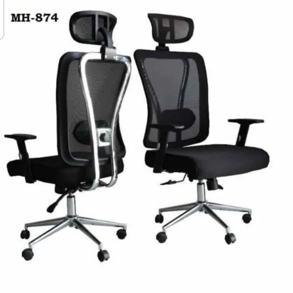 Fauteuil de direction MH‑874 – Maille noire et réglages ergonomiques