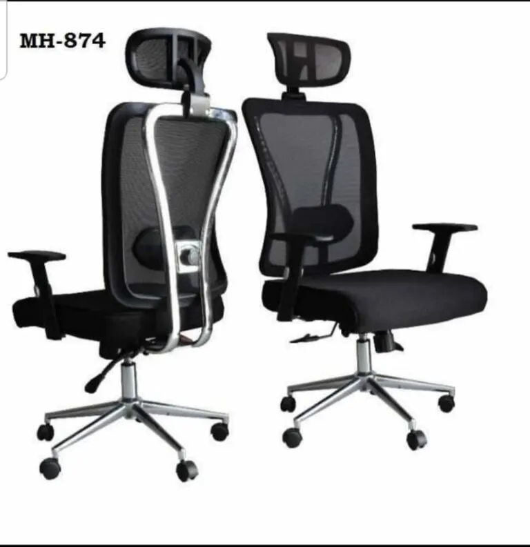 Fauteuil de direction MH‑874 – Maille noire et réglages ergonomiques