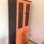 Armoire de bureau en bois – 2 portes vitrées et 2 portes pleines