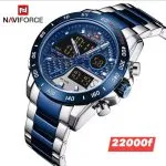 Montre NAVIFORCE tachymètre bleue et argent
