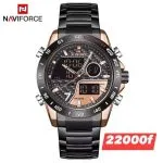 Montre NAVIFORCE tachymètre noire et or rose