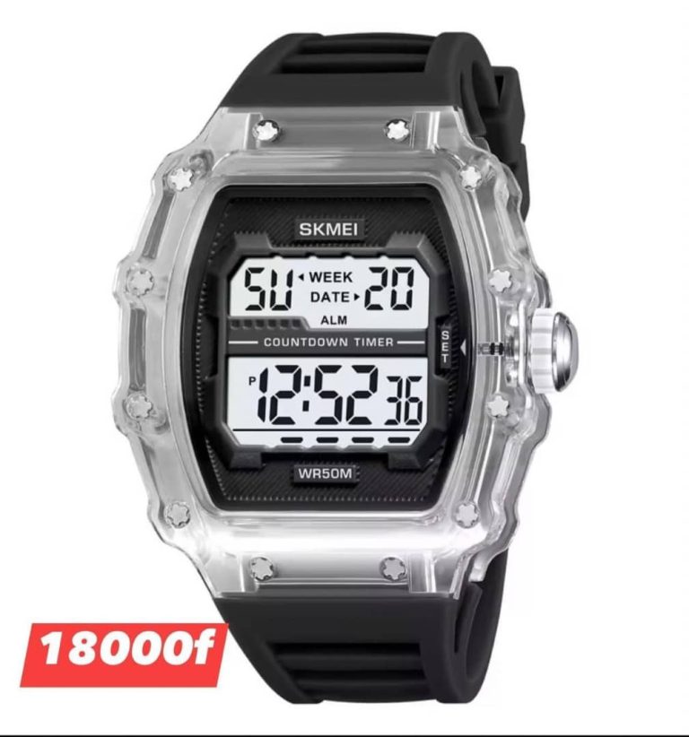 Montre homme SKMEI digitale transparente avec bracelet noir