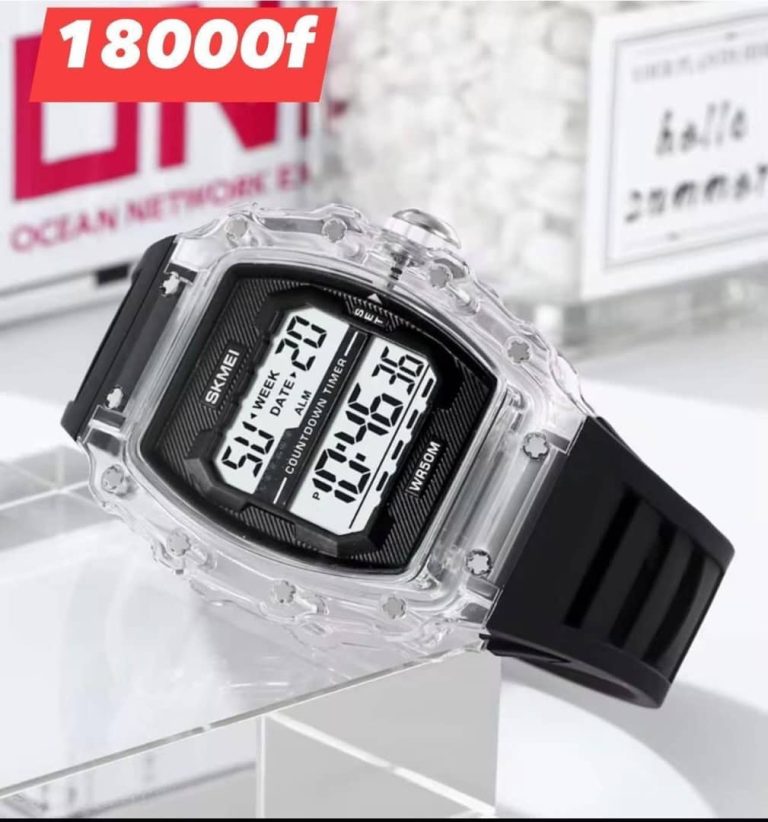 Montre homme SKMEI digitale à boîtier transparent