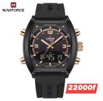 Montre homme NAVIFORCE noire et or rose vue de face
