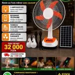 Ventilateur rechargeable solaire 4-en-1 avec panneau et ampoules LED