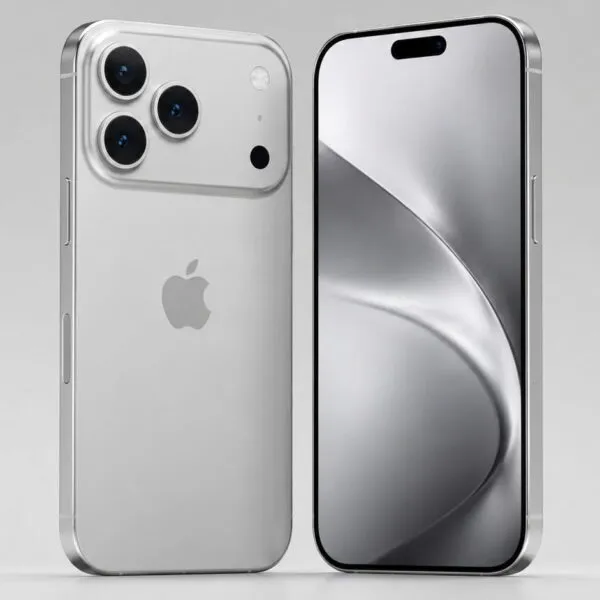iPhone 18 Pro argent en précommande – visuel conceptuel non contractuel