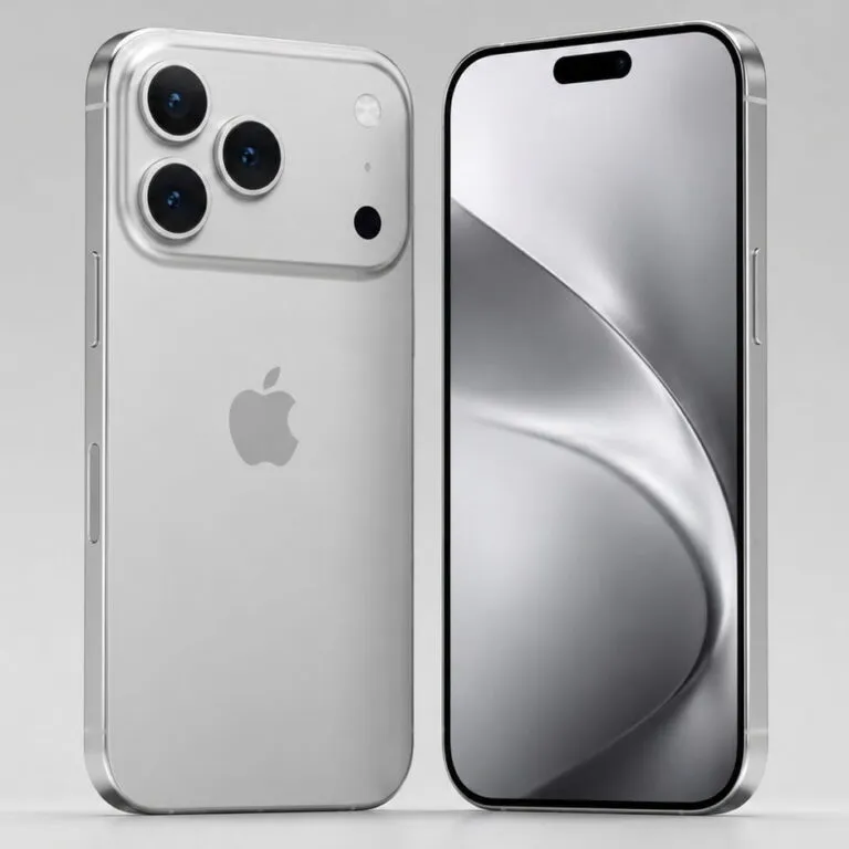 iPhone 18 Pro argent en précommande – visuel conceptuel non contractuel