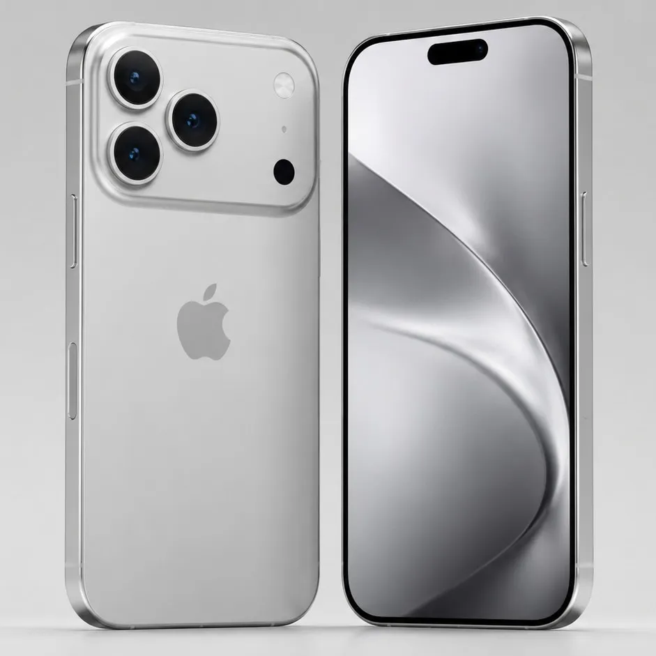 iPhone 18 Pro argent en précommande – visuel conceptuel non contractuel
